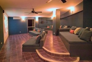 Cinema room with seating for 30 in this Manuel Antonio home rental