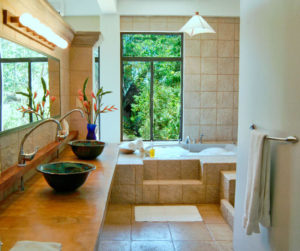 Master bathroom with double sink in Casa Samba