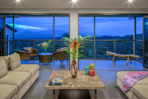 The high peaks of the mountains surrounding Manuel Antonio as well as the Pacific Ocean are visible from this amazing villa.