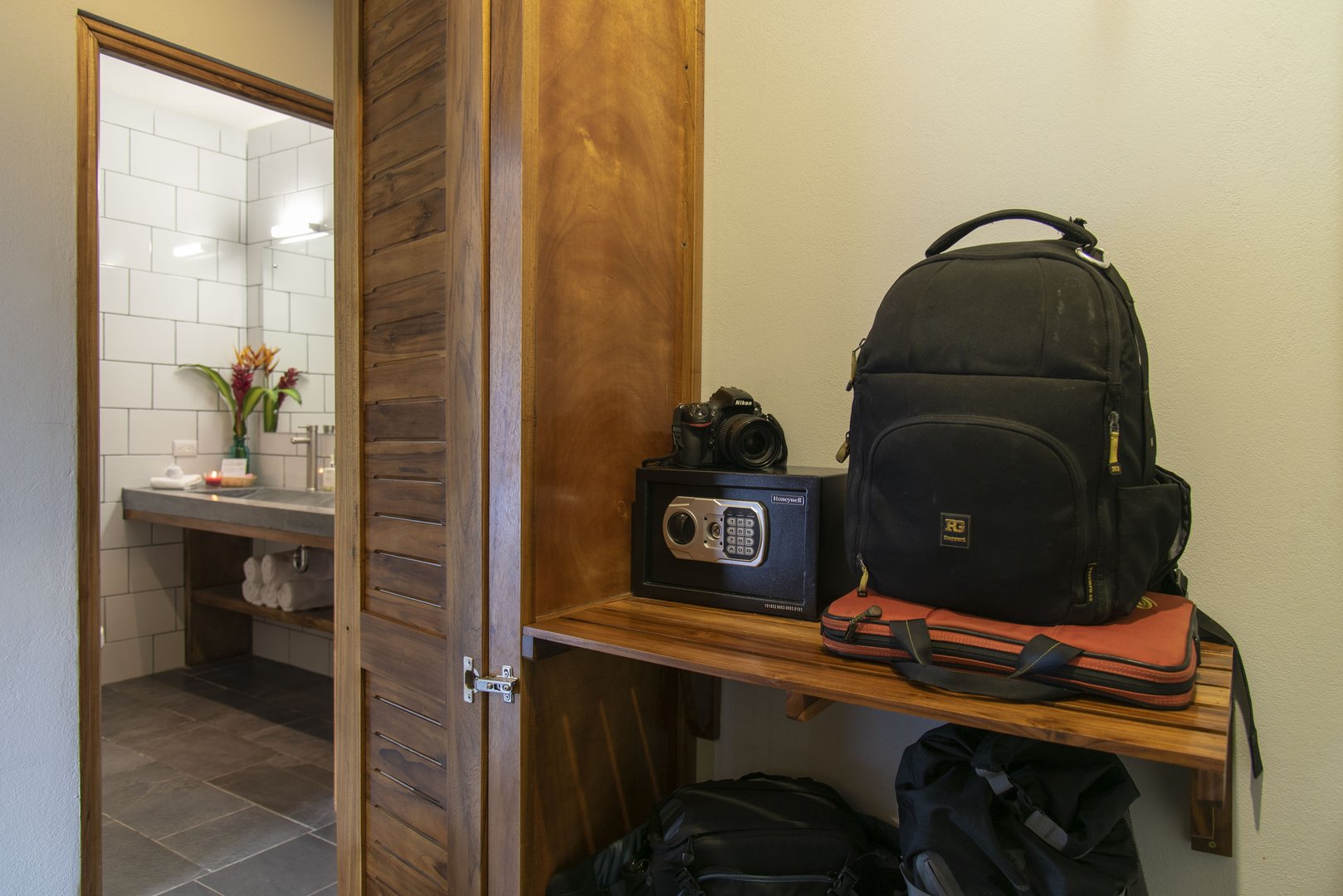 Keep you belongings secure in the built in room safe.