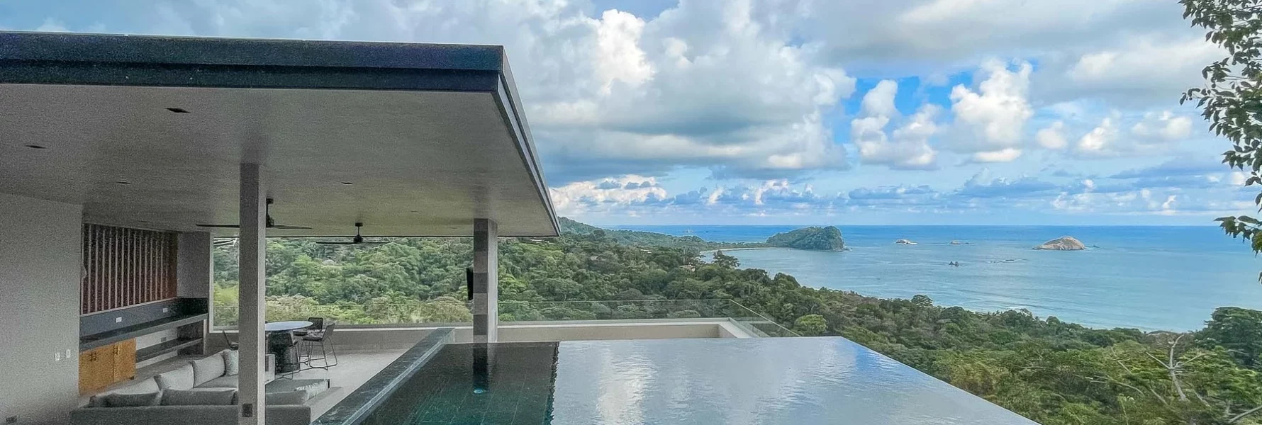 This modern luxury vacation villa features a rooftop infinity saltwater pool with breathtaking panoramic views.